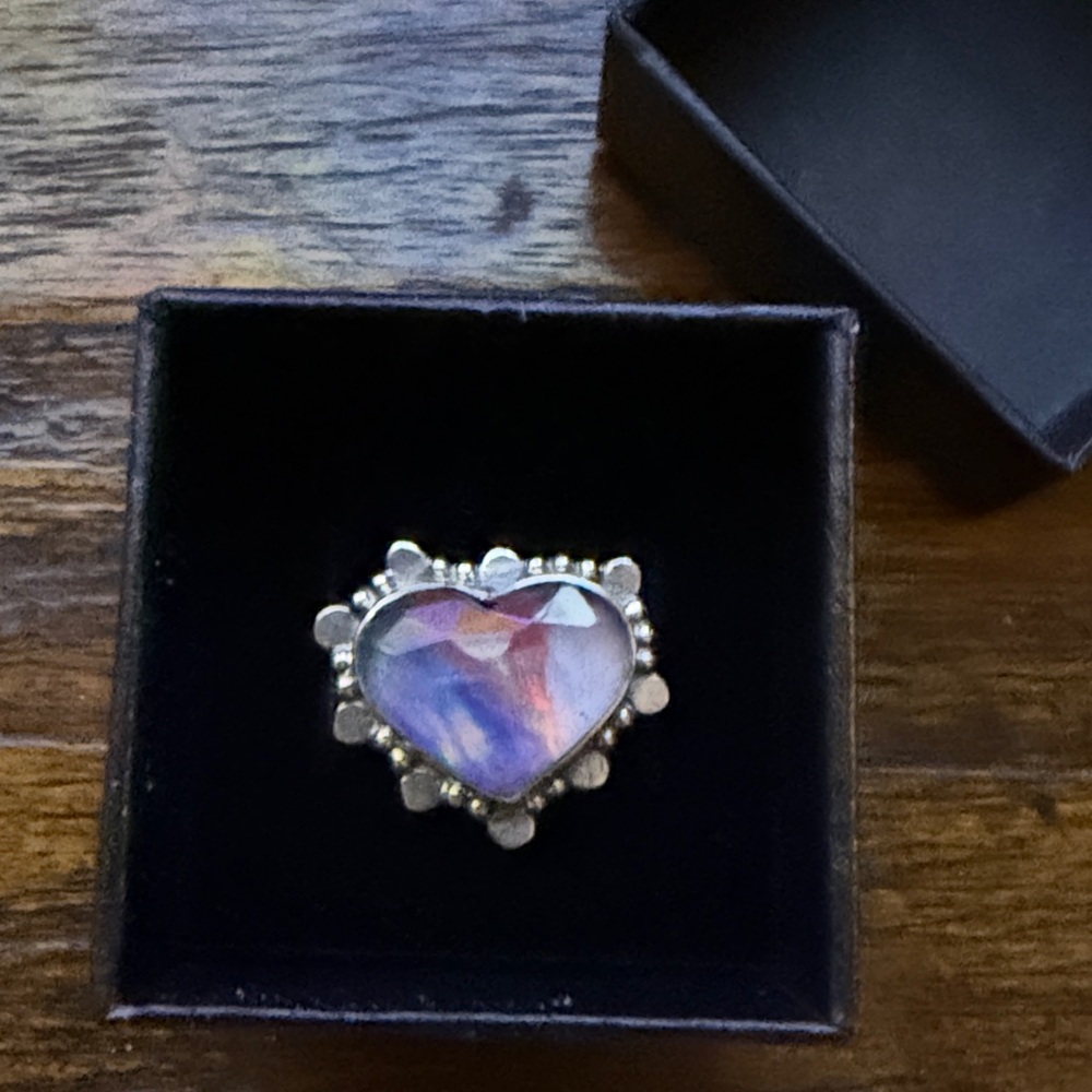 Aurora Opal Heart  Ring925 sterling silver